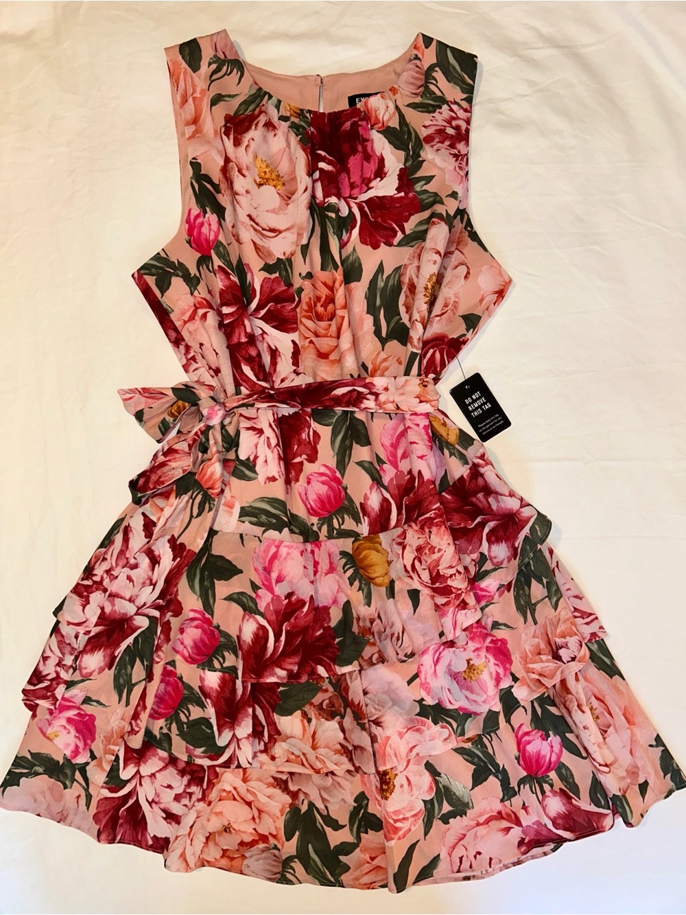 Express Tiered Belted Mini Dress Size Large